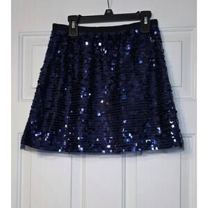 Crewcuts Girls Size 10 Blue‎ Sequin Elastic Waist Skirt Mesh Trim